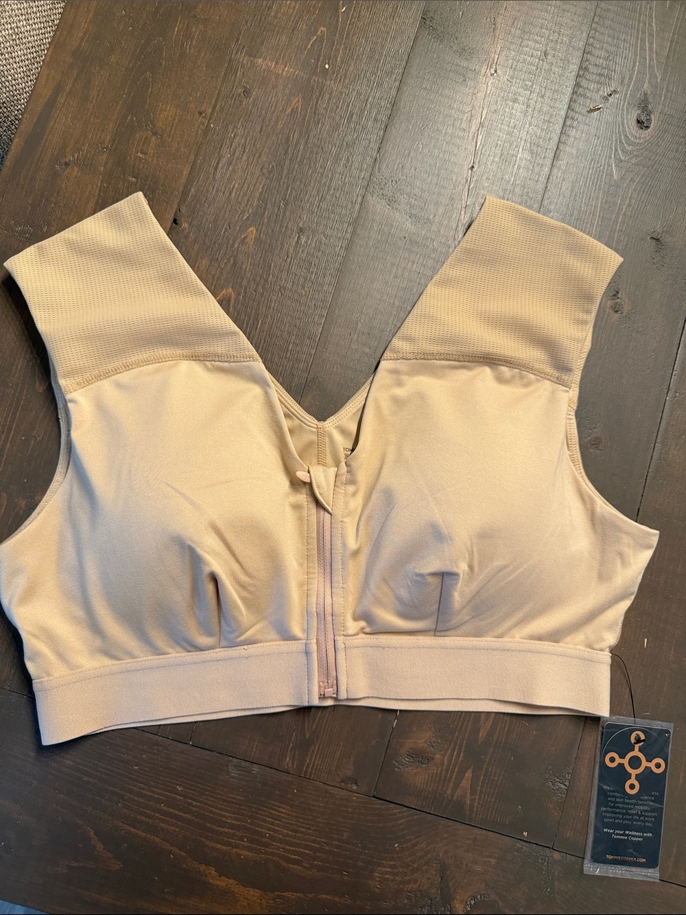 NWT Tommie Copper Shoulder Support Copper Bra with Zipper Size 2XL Nude